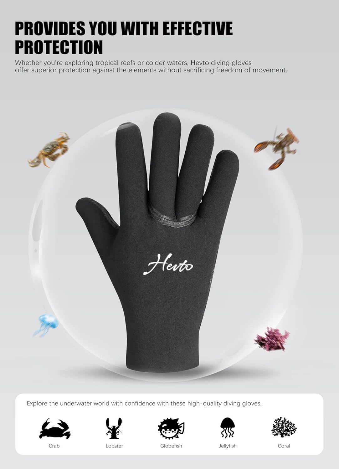 Hevto Neoprene Gloves 3mm 5mm Men Women GBS Scuba Dving Gloves Wetsuit Keep Warm in Cold Water and Wind