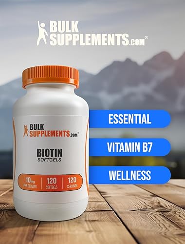 Vista 5 de BulkSupplements. com Biotin 10000mcg Cápsulas blandas – Vitamina B7, vitaminas de biotina para cabello, piel y uñas, suplemento de biotina – Sin