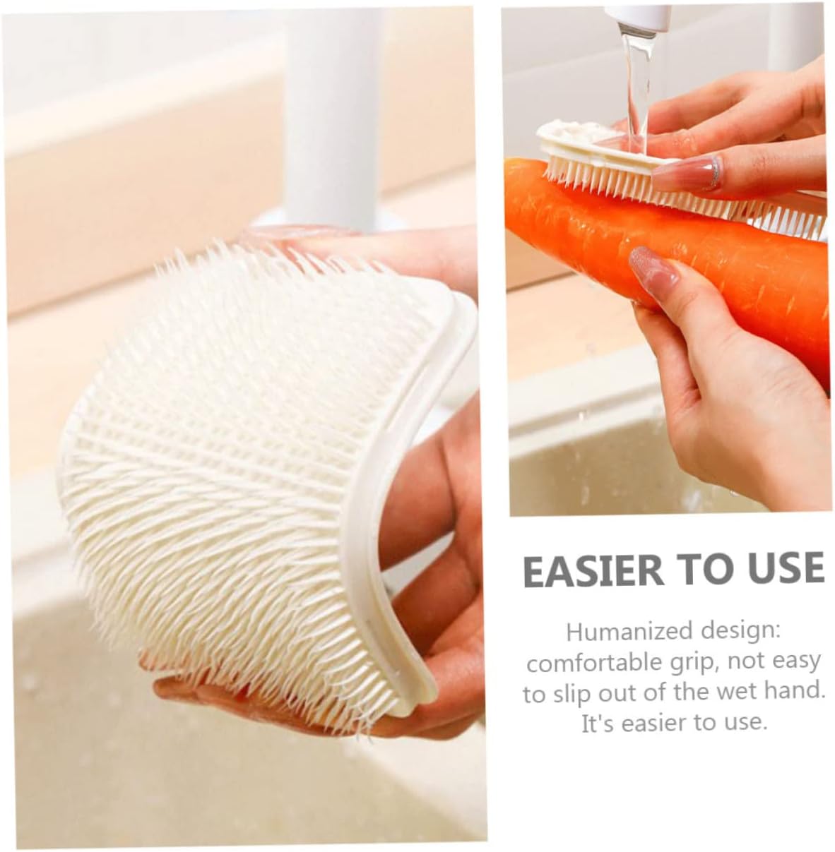 STOBAZA 12pcs Multi-Functional Vegetable Scrubber Soft Bristle Cleaning Tools for Carrots Potatoes and Fruits Food-Grade Materials Easy to Design Gentle Cutlery