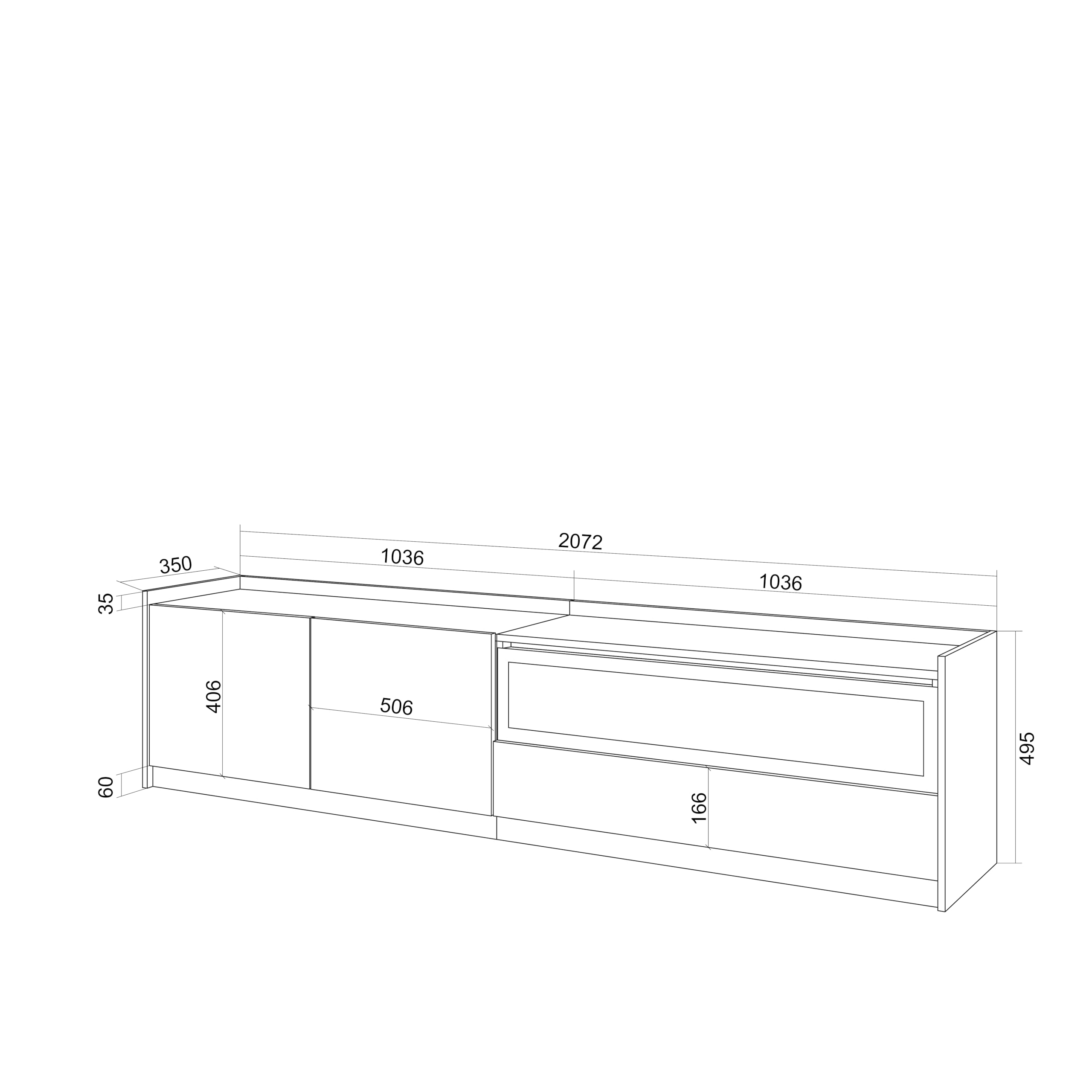 Skraut Home | Mueble TV | Muebles de salón, almacenaje | 207x50x37 cm | para televisión hasta 80" | Chimenea eléctrica | Estilo Moderno | Roble y Negro