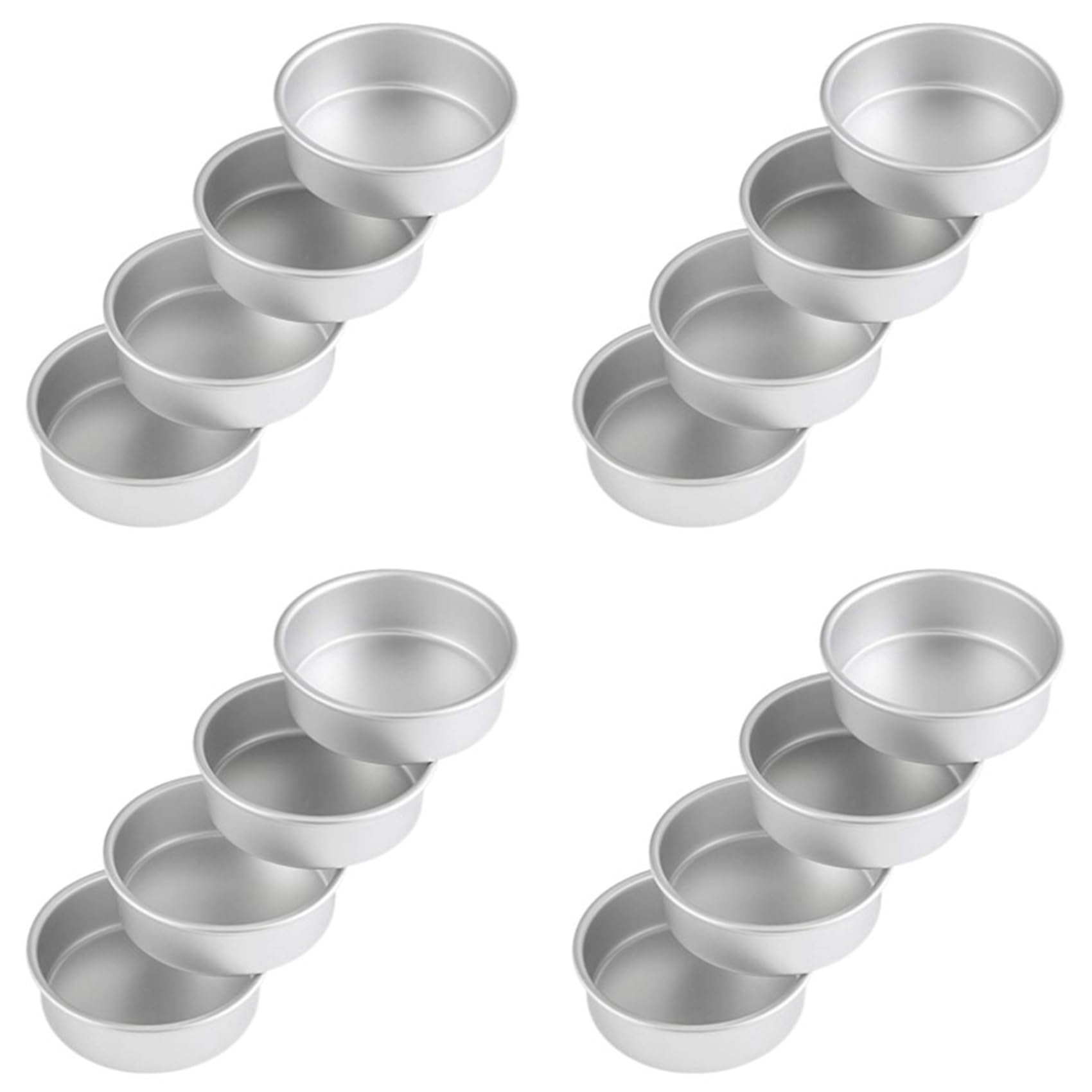 Hndhbfgrt 4 Inch Small Cake Pan Set of 16, Baking Round Cake Pans Tins Bakeware for Mini Cake Pizza, Quiche, Non & Healthy