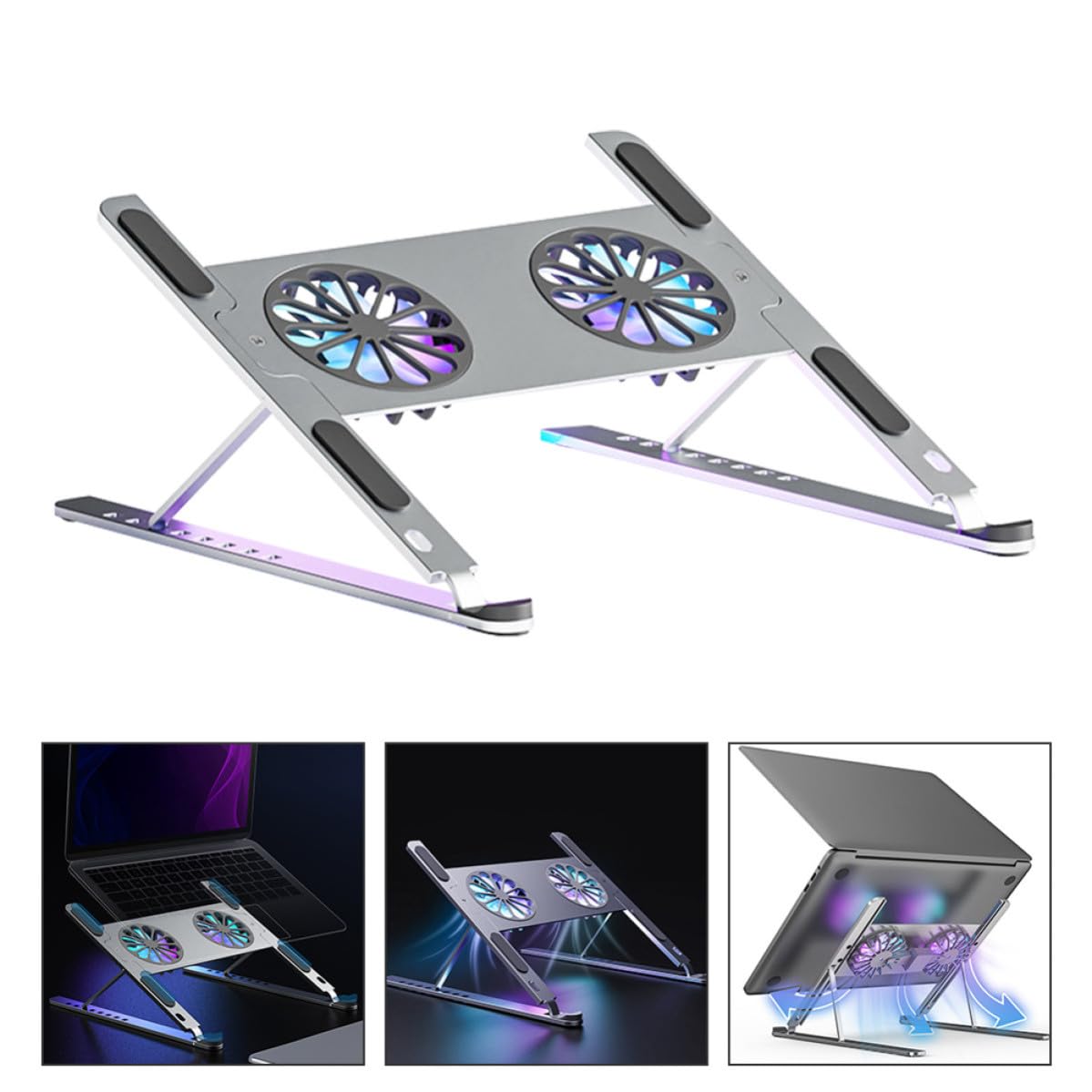 Base de Refrigeración Ajustable para Portátil y Tablet de Aluminio