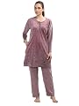 Duchess Women's Supersoft Velvet Printed Night Suit For Winter Wear, 2XL, Pink