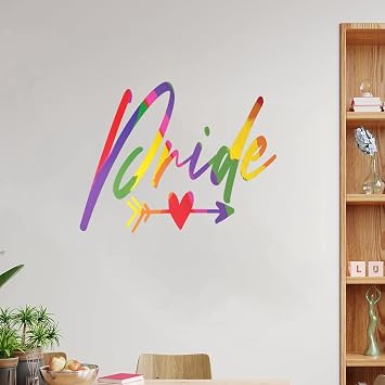 Wall Decal Gay Pride LGBT Same Sex Gay Removable Vinyl Sticker Pride Wall Art Murals Sticker Rainbow Home Decoration Modern Wall Decor for Girl Boy Bedroom Living Room Office 16 inch
