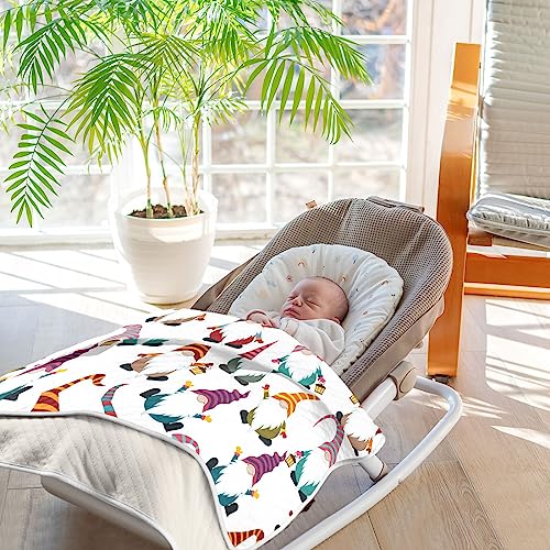 Image of Swaddle Blanket for Cute Cartoon Gnomes Baby Receiving Blanket Muslin Baby Swaddles Soft Cotton Breathable Nursery Blankets for Unisex Boys and Girls 30x40 Inch