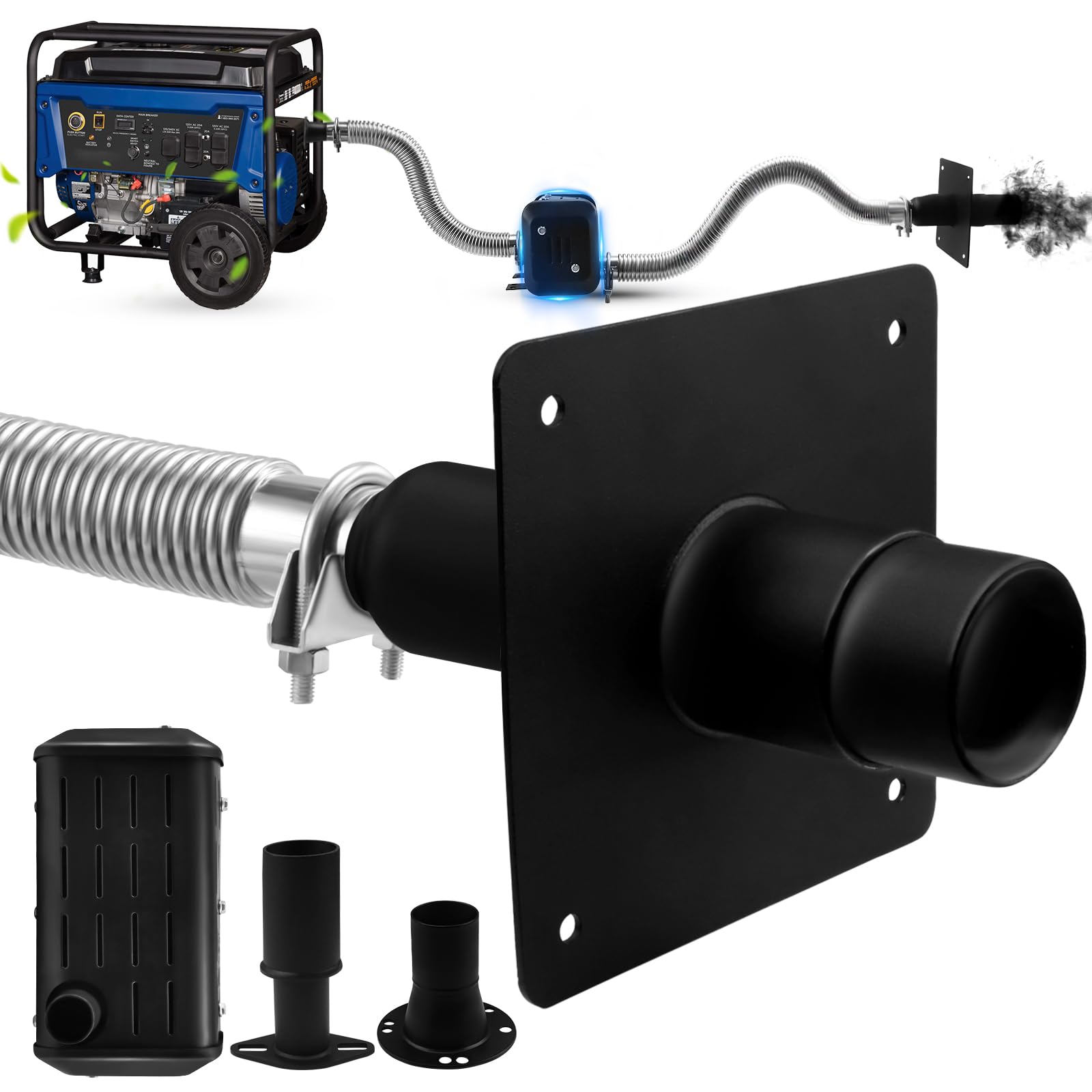 Photo 1 of 2026 Upgraded Universal Generator Exhaust Extension Silencer Kit with Muffler Box - 78% Noise Reduction, Fits Honda/Firman/etc, Super Quiet and Safe Exhaust Design for Home/Camping/RV Backup