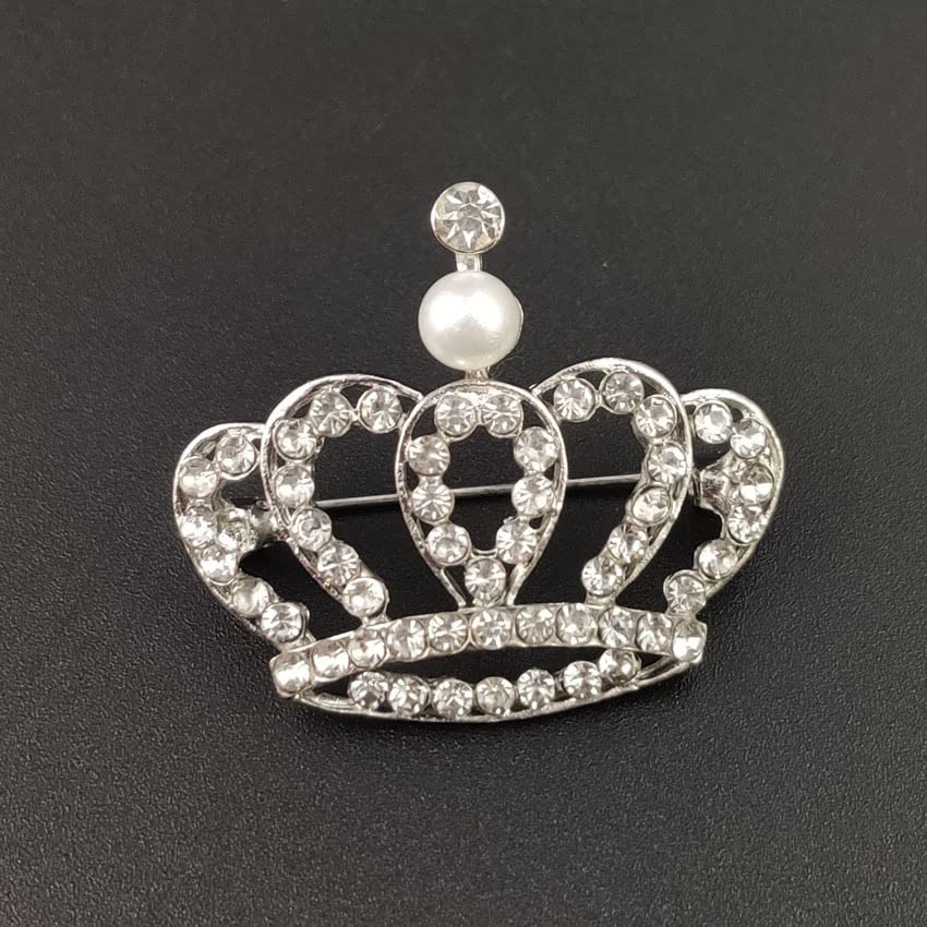 Image of Crystal Rhinestone Princess Queen Brooch Pin Tiara Crown Brooches for Women Tiara for Wedding Party /Banquet /Birthday
