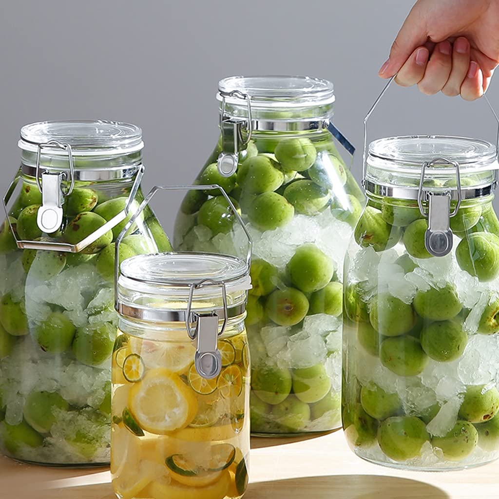 YYDS Vorratsdose für die Küche, transparent, mit tragbarer Einweichglasflasche zum Einweichen und Gären, Fassungsvermögen: 1 l, 2 l, 3 l, 4 l
