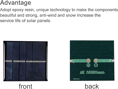 Miniatura 4 de MECCANIXITY Mini célula de panel solar 3V 150mA 0.45W 2.362 in x 2.165 in para proyecto de energía eléctrica DIY paquete de 2