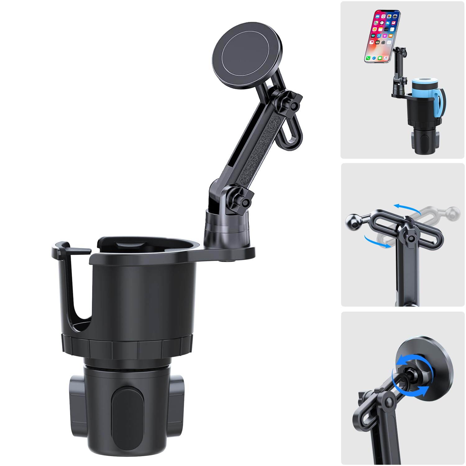 HUMBEST Magnetic Cup Holder, Car Mount with Expandable Base, Drink Holder & Phone Stand Fits All Smartphones & Most Bottles