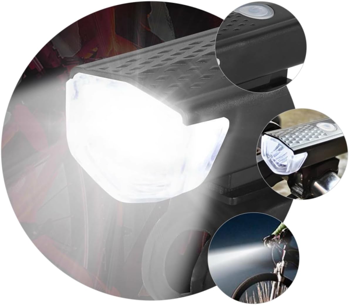 BESTonZON Rechargeable Bike Light Set Headlight Taillight Easy Install Bike Accessories Emergency Light