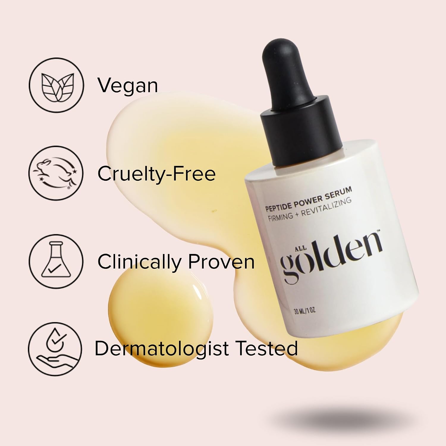 All Golden Peptide Power Serum Supports Collagen Peptides to Firm Skin & Naturally Boost Hyaluronic Acid