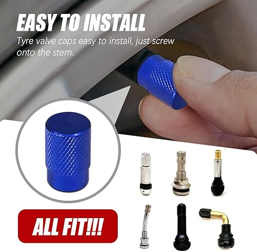 Miniatura 4 de 5 tapas de vástago de válvula de neumático de automóvil, tapas de vástago de válvula de neumático de aluminio, a prueba de polvo con sello de goma