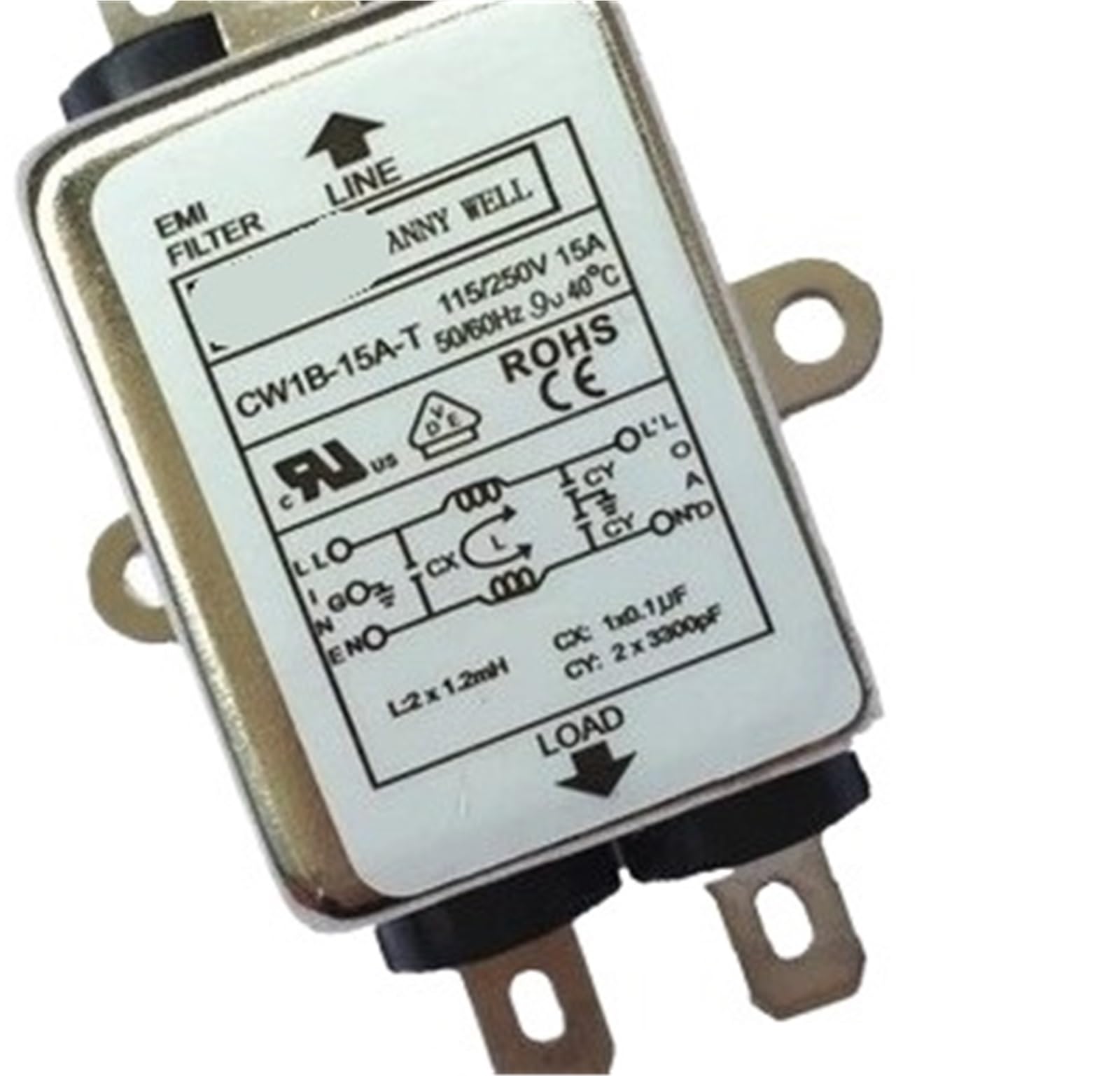 1pc Power EMI Filter CW1B 15A T AC 220V Single Phase Purification Interference