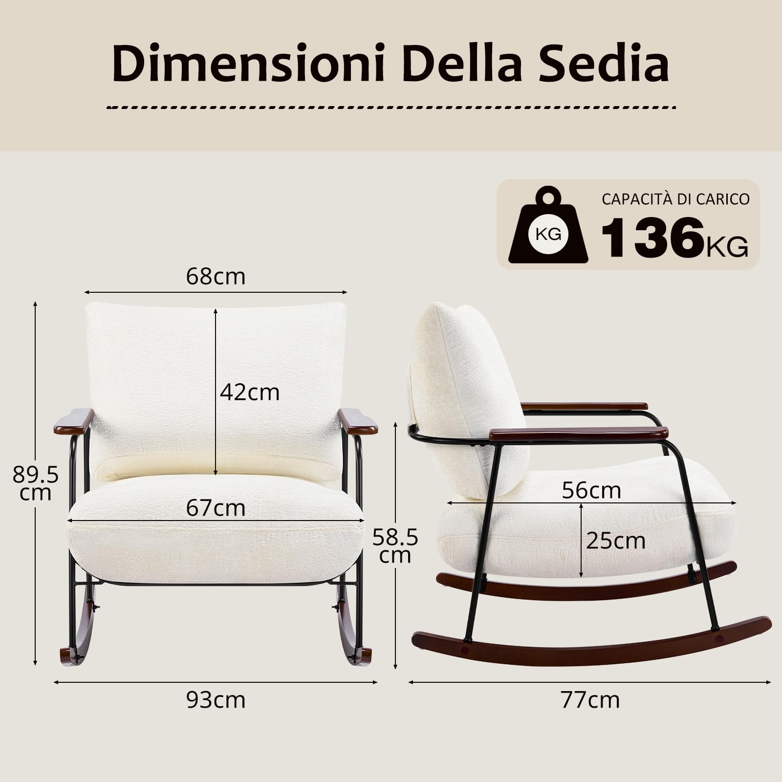 Hellove Fauteuil à Bascule Avec Pieds En Bois Massif, Rocking