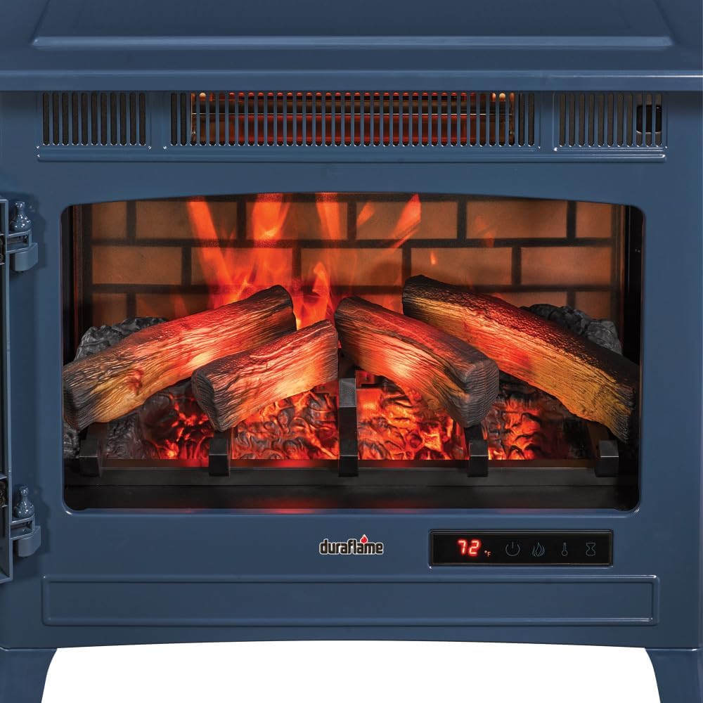 Navy Electric Free-standing Fireplace Stove with 3D Flame Effect
