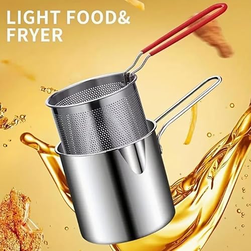 Miniatura 4 de Mini olla de acero inoxidable con asa y cesta coladora, mini freidoras de aceite para freidora, freidoras de grado alimenticio con tapa, olla