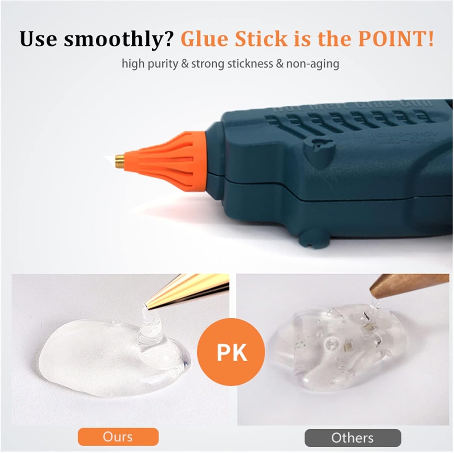 Hot Glue Gun 100W Hot Melt Glue Gun Pure Copper Nozzles with Power Switch 5 Glue Sticks 11mm House Power Tool Home DIY Craft for DIY Arts, Crafts and Quick Repairs(1.8x55mm Nozzle)