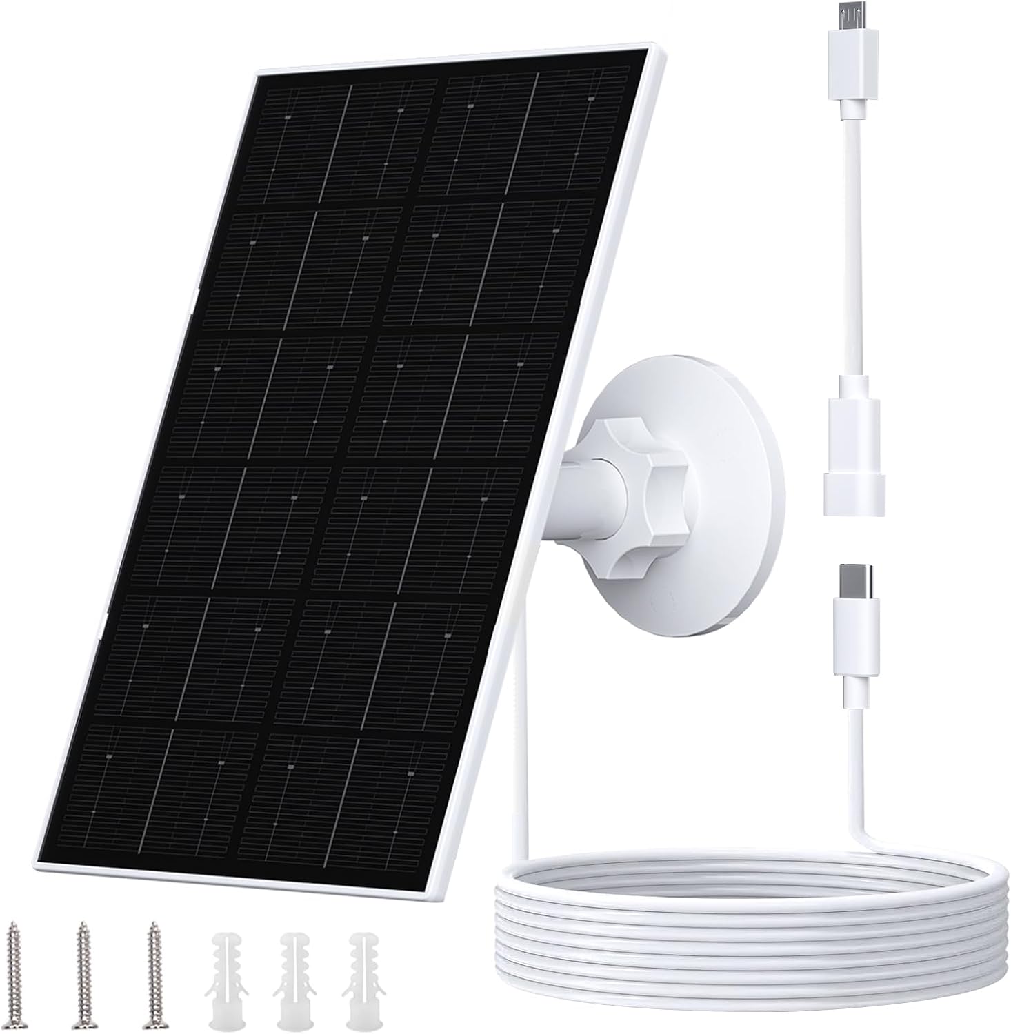 FUTUREZEN 4W Solar Panel for Security Camera, Type-C/Micro USB Solar Charger for Rechargeable Battery Cameras, IP66 Waterproof, 360° Adjustable Bracket, 9.8ft Cable for Outdoor Use, 1 Pack