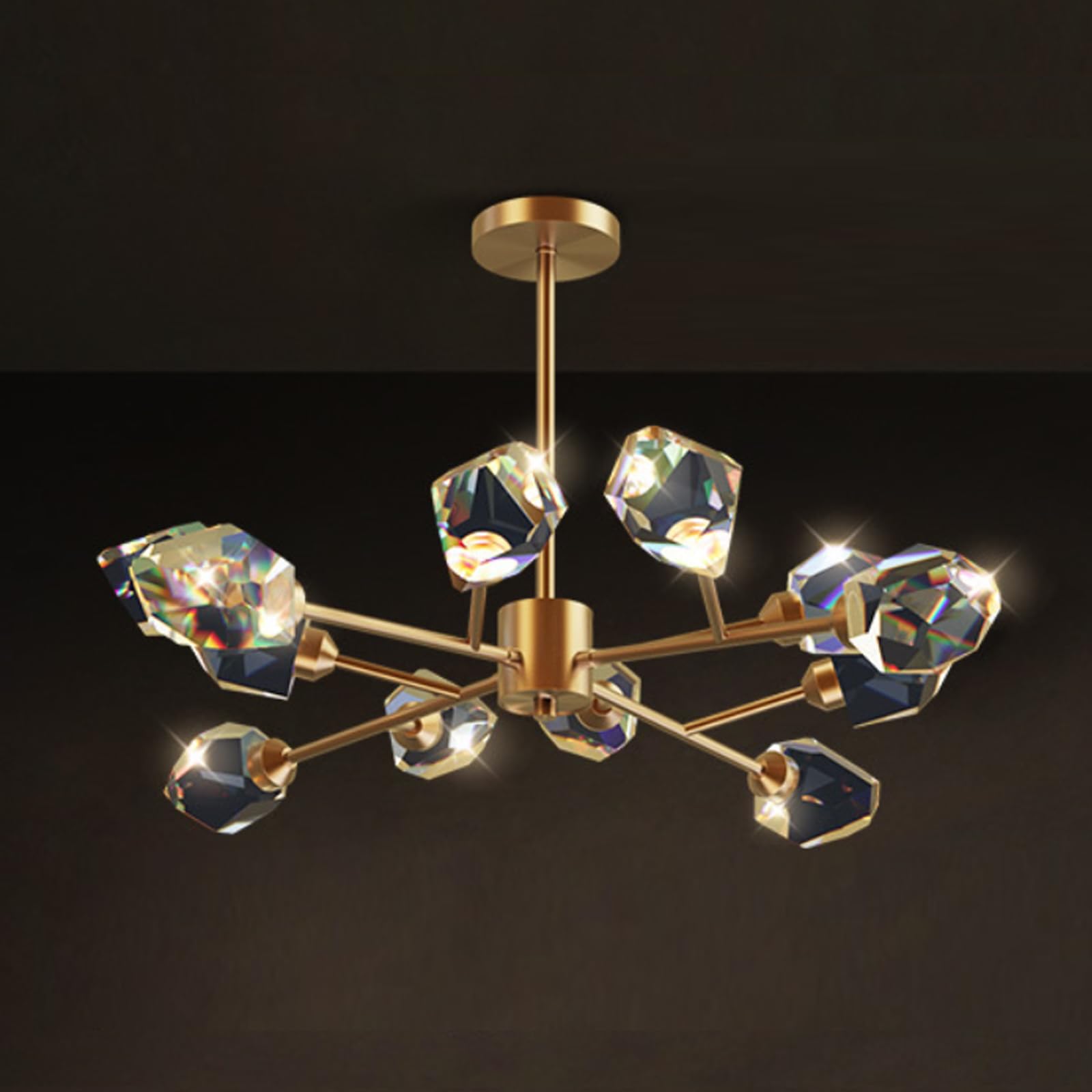 HYJAUSXB Vintage Pendant Lamp, Light Luxury Living Room Chandelier,Chandeliers Modern K9 Crystal Contemporary Ceiling Fixtures Dimmable for Dining Bedroom