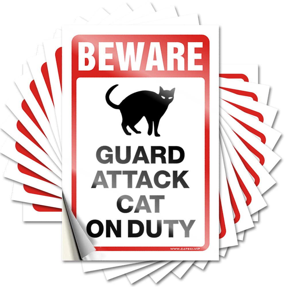 Beware! Guard Attack Cats On Duty Spicy Tent Accessories for Inside - Tattoo Decor Removable Vinyl Decal(12X18CM)