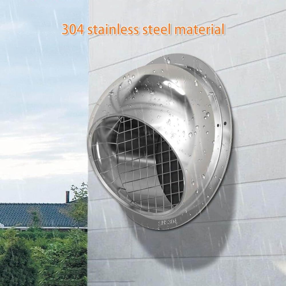Stainless Steel Ventilating Vent Cap, Wall Round Exhaust Hood, 2-12in Weather Proof Soffit Air Vent, Wall Dryer Vent Cover, Spherical Air Grill Cover(80mm/3in)