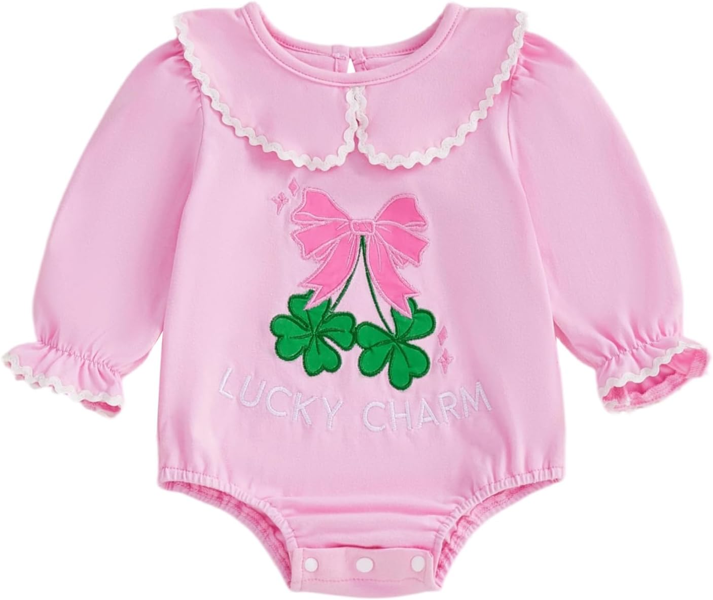 Newborn Baby Girls Halloween Outfit Pumpkin Bubble Romper Peter Pan Collar Ruffle Long Sleeve Bodysuit Clothes