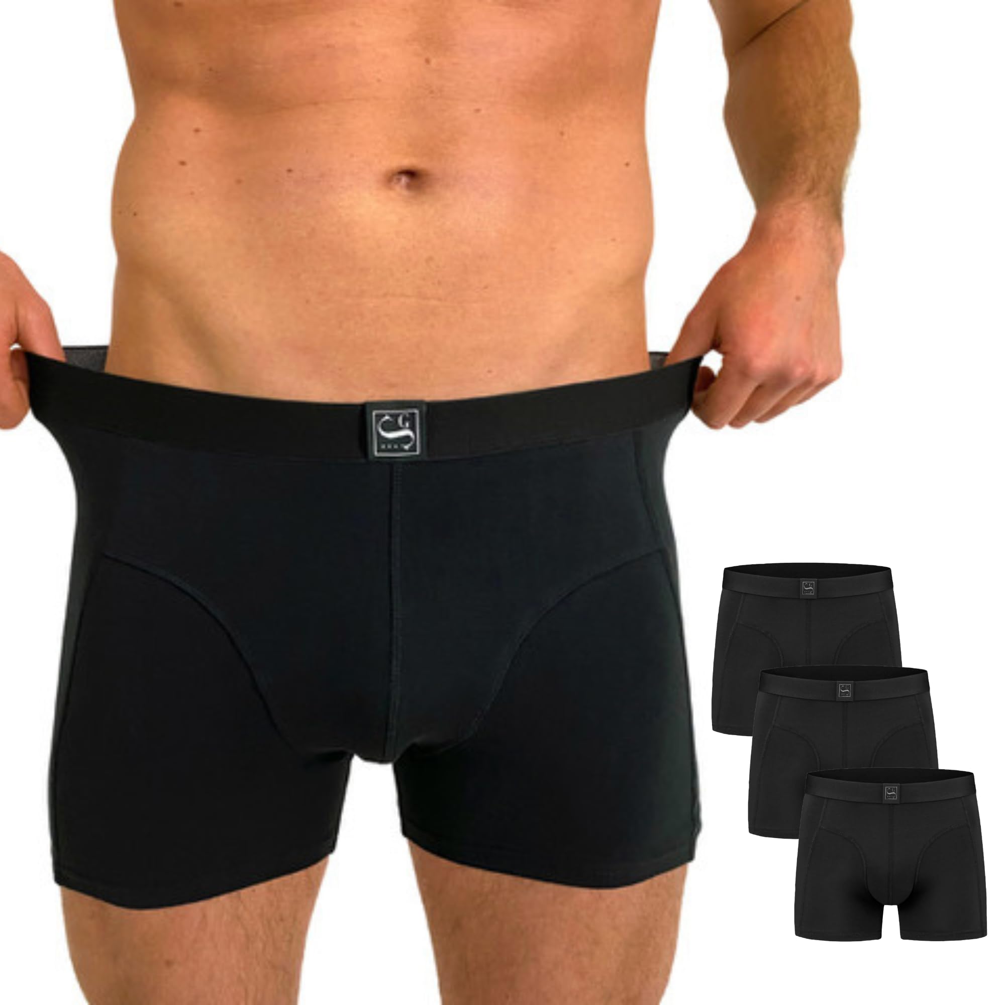 SITZTGUT Boxershorts Herren aus Baumwolle - Trocknergeeignet, Kratzfrei ohne Etikett, Bequeme Passform