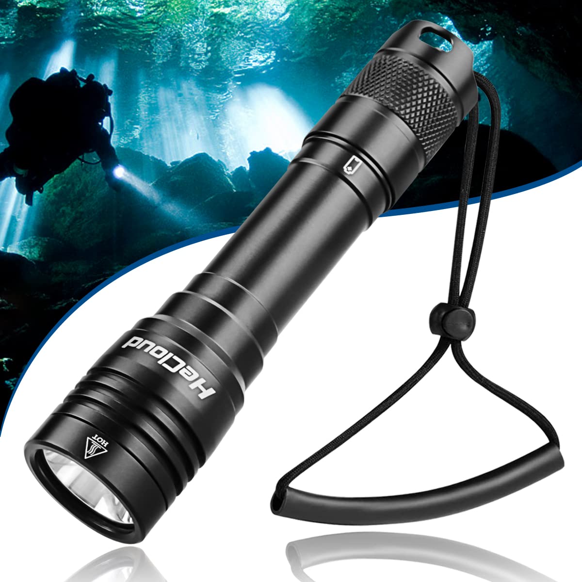 Garberiel 1000 Lumen Scuba Diving Flashlight 230ft IPX8 LED Waterproof Flash Light for Dive Rechargeable Underwater Torch Lights