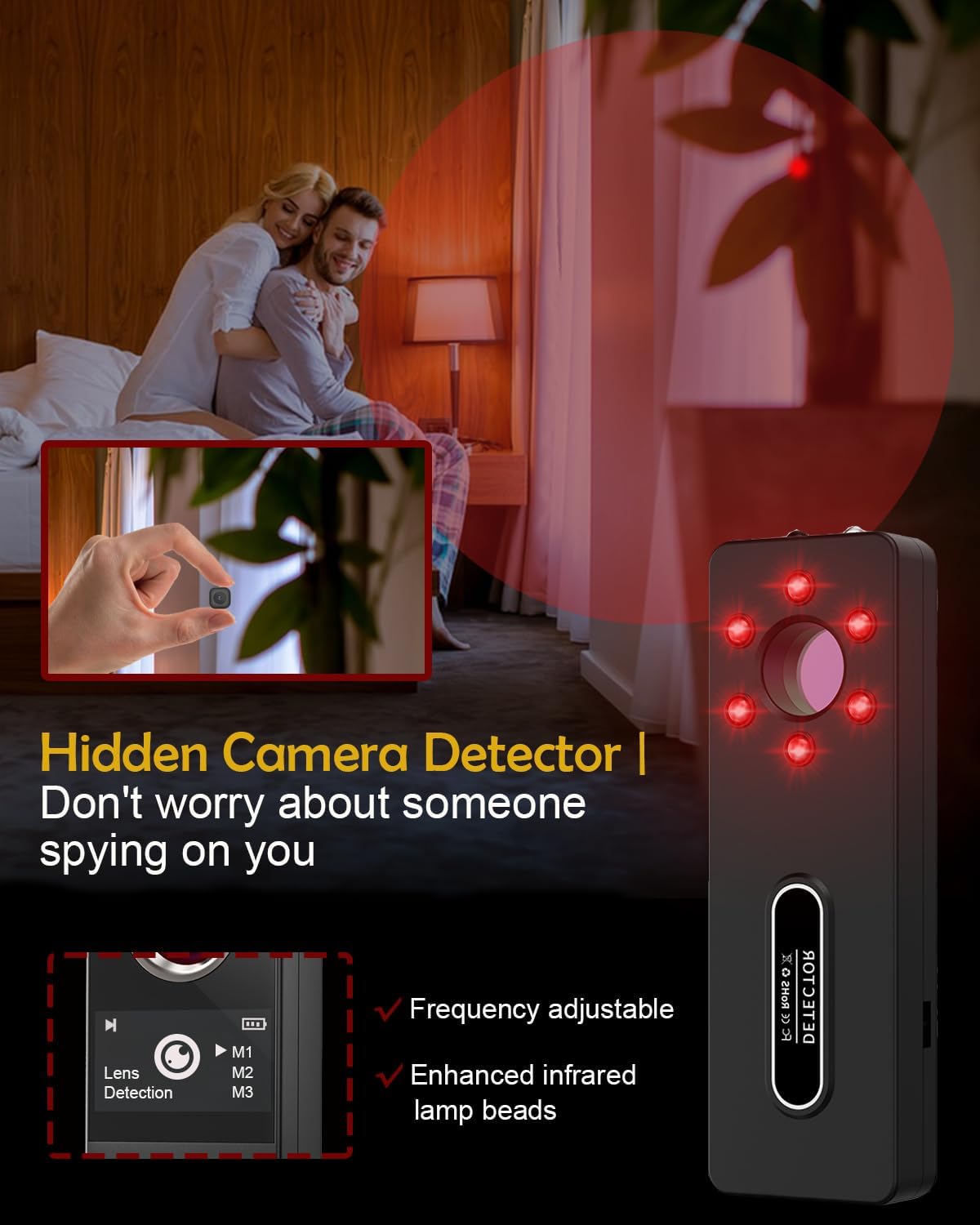 Hidden Camera Detector & Bug Detector - Hidden Devices Detector for Hidden Camera, GPS Tracker, Listening Device & Bug, Privacy Protection Tool for Hotel, Office, Airbnb, Bathroom (Medium) - Image 2