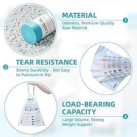 OKKEAI 4 Gallon Heavy Duty Drawstring Trash Bags, Green Printed Unscented Small Garbage Liners for Kitchen & Bathroom - 90 Count Leak-Proof