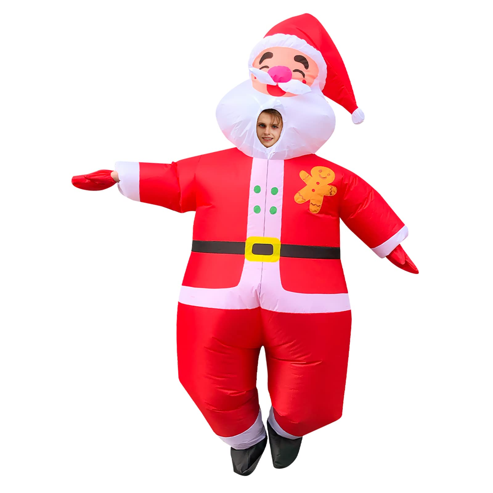 Arokibui Red Inflatable Santa Claus Costume Blow up Santa Costume Cosplay Party Halloween Christmas Suit Xmas Suit Christmas Decor - Image 2