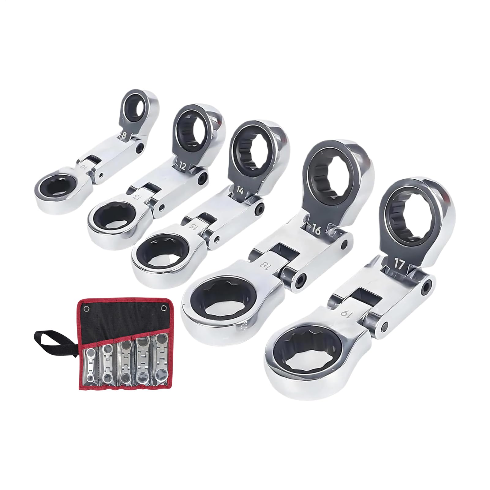 Kit de cliquet à tête flexible à double entraînement pour réparation de constructions automobiles électroniques, pliable à 180 degrés avec outil escamotable
