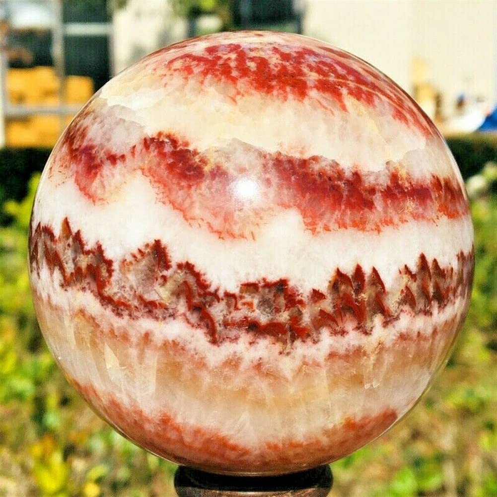 Decorazione for la casa da , sfera di cristallo di quarzo con sfera di rodocrosite naturale, regali di guarigione , cristallo naturale (dimensioni : 65-70 mm) Collezioni di casa ( Size : 65-70mm )