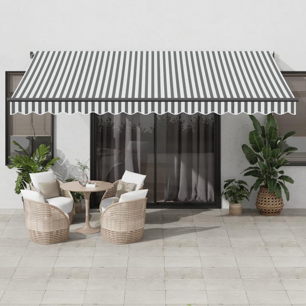 Toldo manual retráctil de aluminio y poliéster para terraza gris antracita 450x350 cm