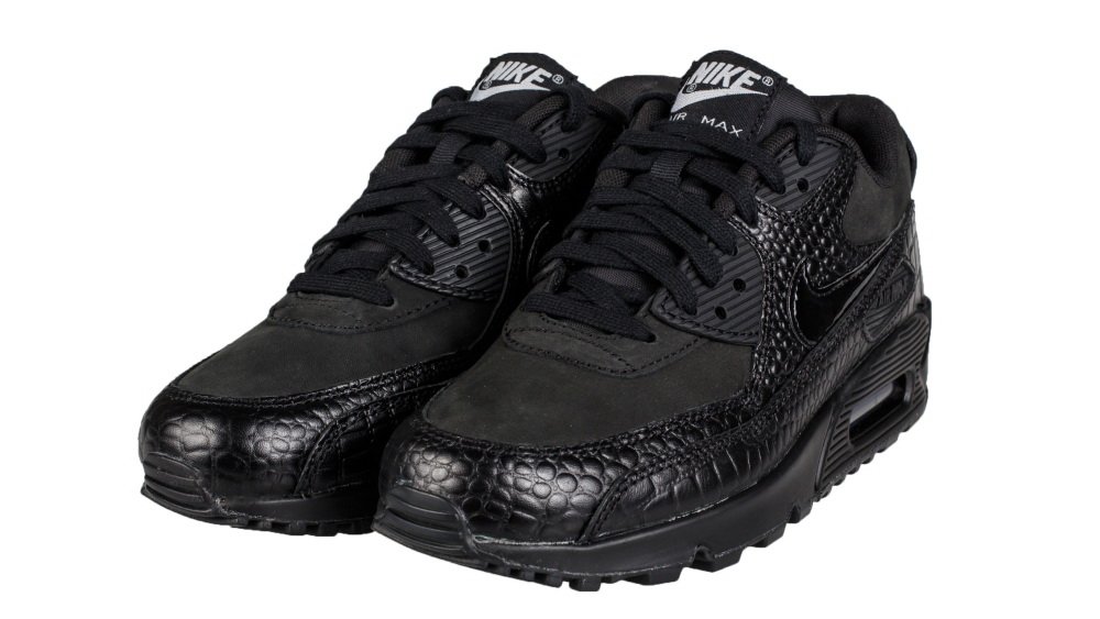 Nike Women's Wmns Air Max 90 PRM, Reptile-BLACK/BLACK-MTLLC SILVER-VOLT, 12 US
