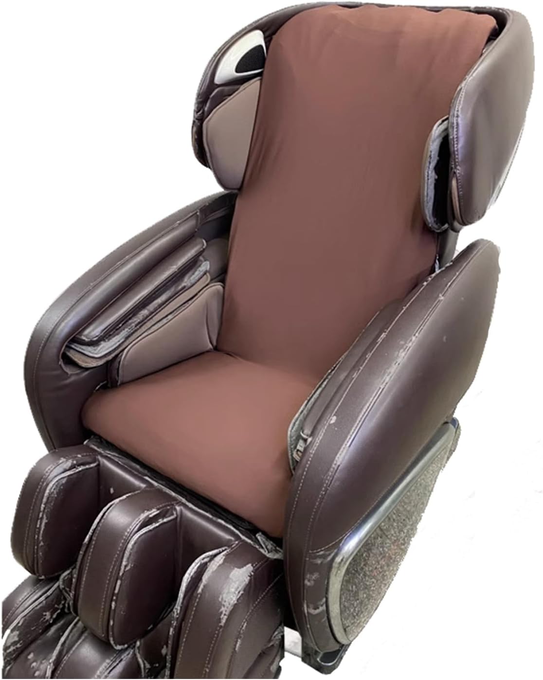 Brown,upper body, Shiatsu Massage Chair Cover Fitted, Universal Stretch Portable Massage Chair Full Body Cover, Single Recliner Chair Removable Shield Dustproof Cover