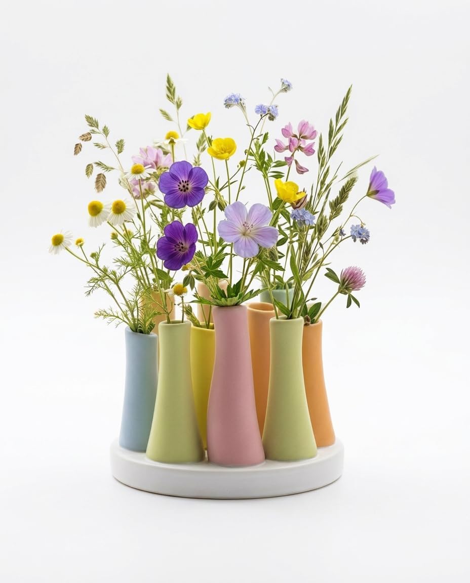 Vase (10) Colourful, Round - 14 Cm