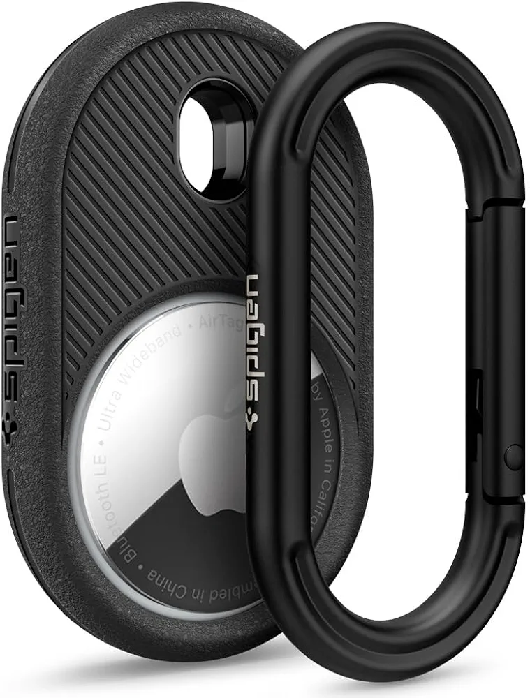 Caseology by Spigen Vault Coque avec Porte-clés Compatible avec AirTag 1 (2021) Mousqueton - Noir Mat