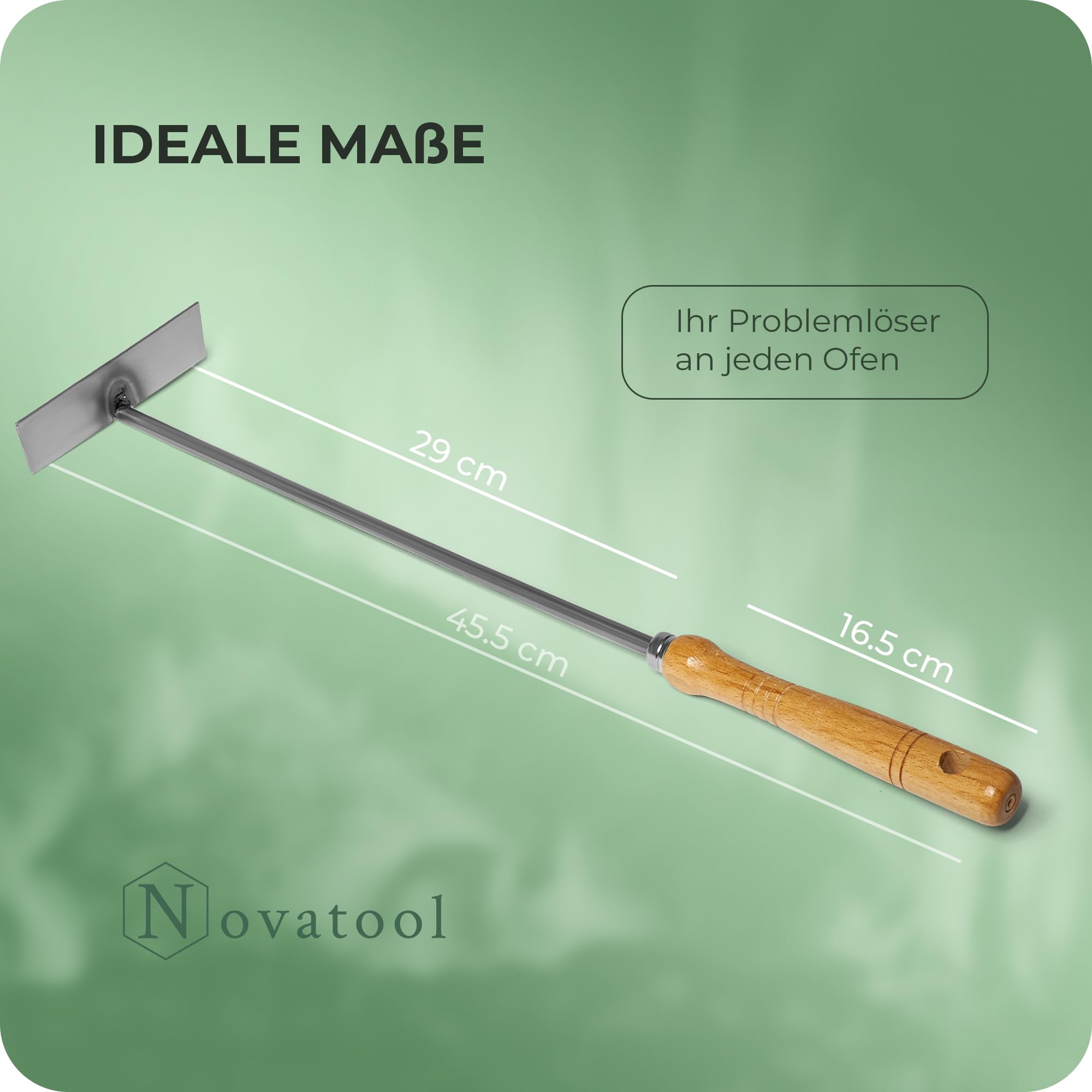 1 tirabrace con manico in legno, accessori per camino, 1 pezzo