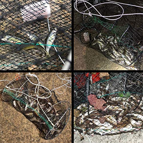 CLAIRLA Portable Collapsible Fishing Trap Net Fish Shrimp Minnow Crayfish Crab Baits Cast Mesh Nets Traps Automatic, Easy Use Folded Mesh Cage Crab Fish Minnow Crawdad Shrimp (Large)