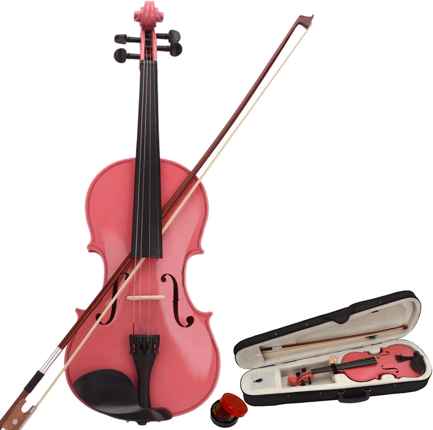 1/2 Acoustic Violin with Case Bow Rosin, Beginner Violin Fiddle for Teens Students,Violin Starter Kit Violin Set Wooden Stringed Musical Instruments, Pink