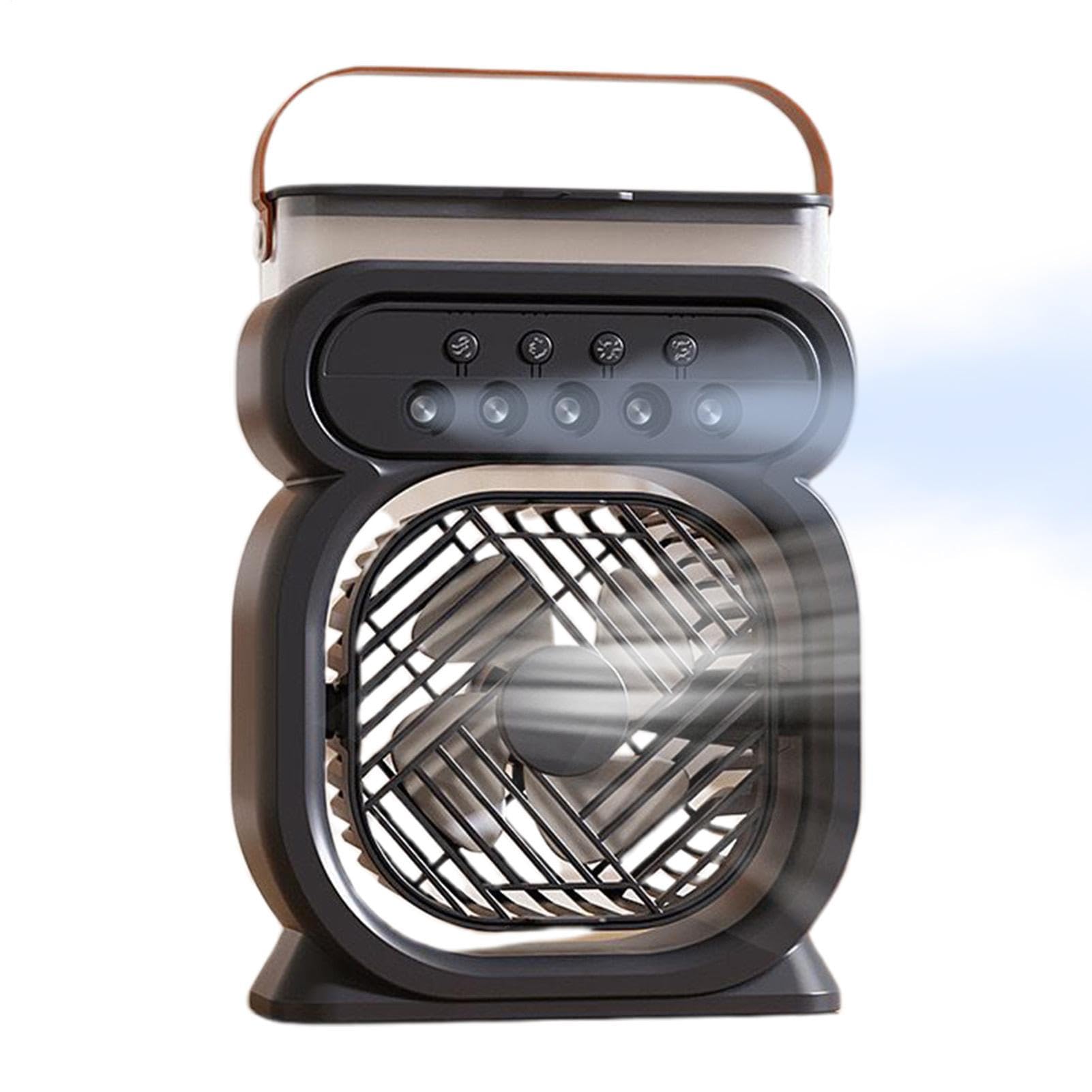 Hitburu Misting Fan | Water Mist Fan Personal Air Cooler | 3 Wind Speeds 450ml Tank Equipment with Handle for Students Men Women Elderly Adults Teens