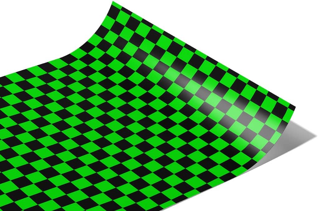 Rwraps Green Checkered Matte Vinyl Film Wrap 59in x 30ft Vinyl Vehicle Car Film Sheet Roll