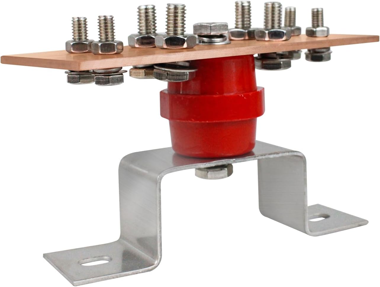 Copper Ground Busbar Kit, 7.87"x2.36"x 0.15" Copper Ground Bus Kit, 10 Terminal Positions and SM40 Insulators