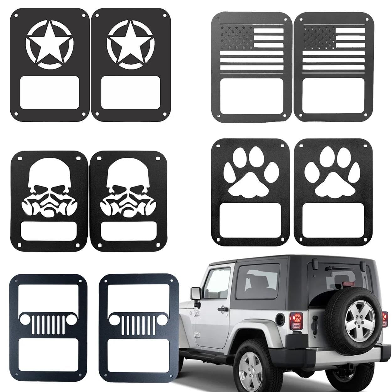 Modanature fari posteriori Per Jeep Per Wrangler JK 2007-2018 Per Per Unlimited Coprifari Cappe per lampade per auto(A)
