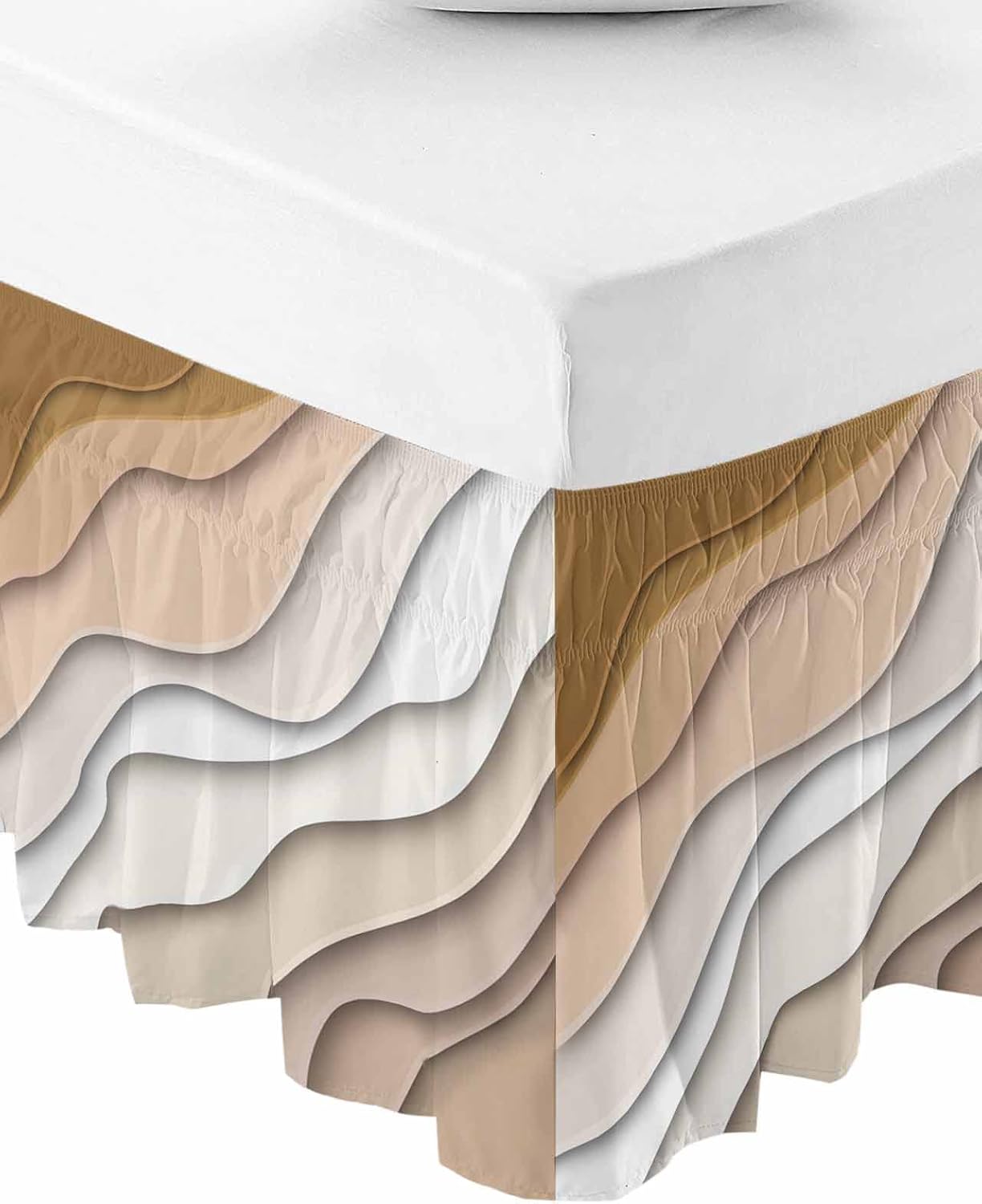 Beige Ombre Bed Skirt King Size 16 Inch Drop, Adjustable