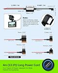 Dash Cam Hardwire Kit, USB-C Port 4m Hard Wiring Kit for Car Cam Car Charger Power Cord 12V/24V to 5V 2.5A Charger Cable with 4 Power Adapters 3 Fuses for Dashcam GPS etc