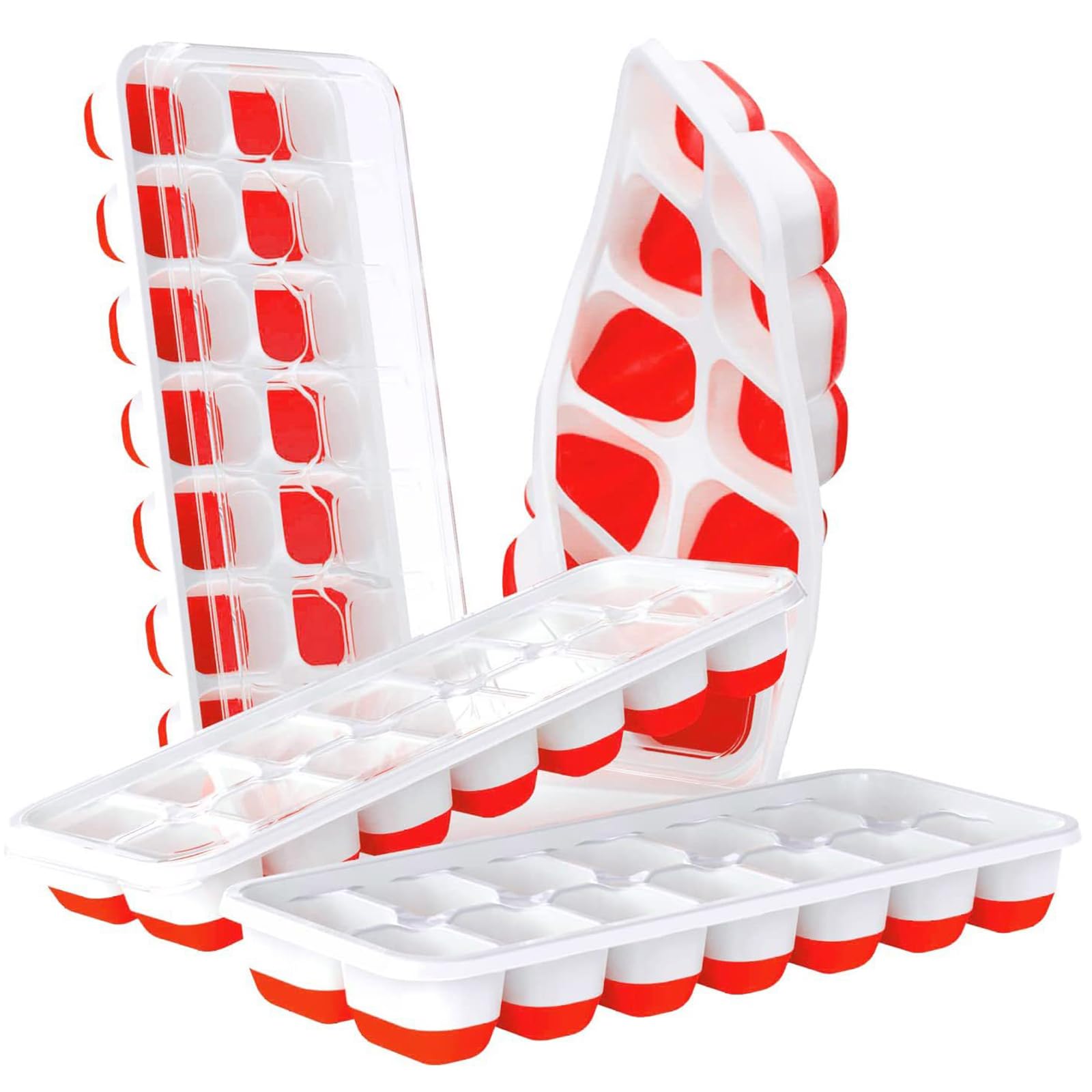 14 squares silicone ice cube mold with lid ice box homemade ice model (red)