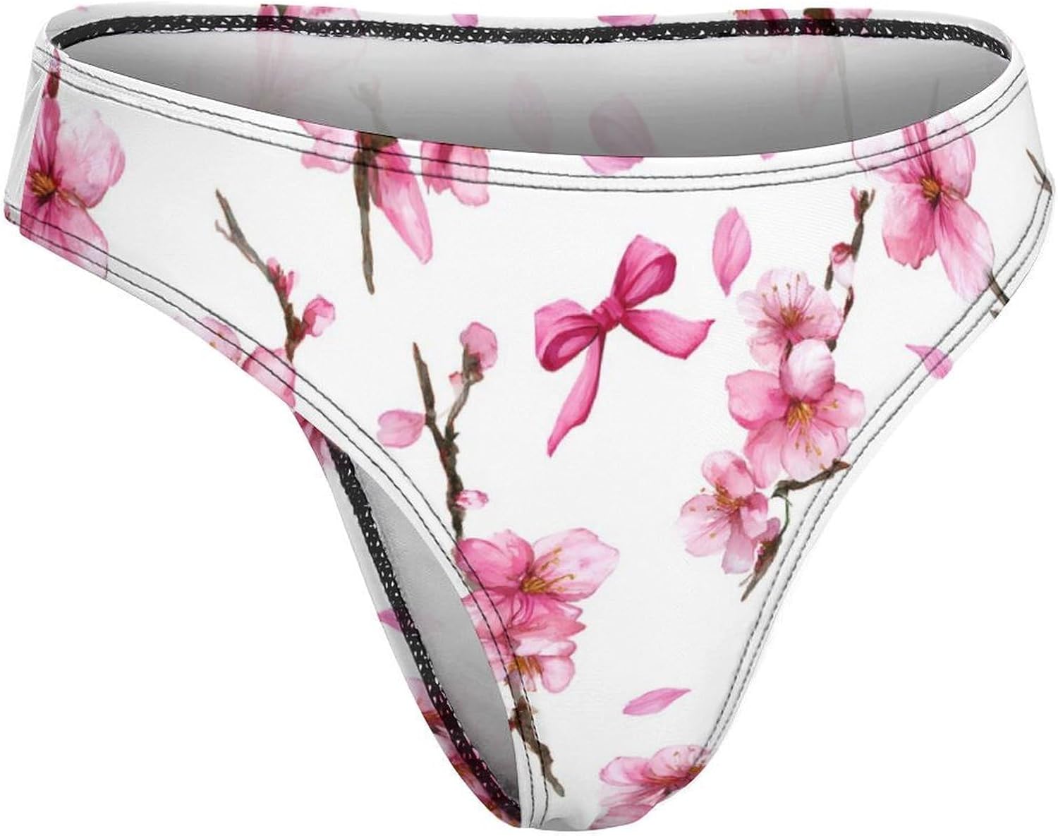 Cherries Flowers Petal Bows Breathable Thong Underwear Women Soft XX-Large (xx_l)